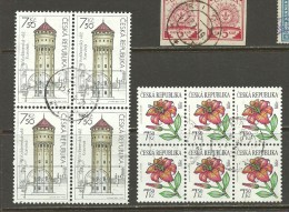 CZECH REPUBLIC 2 X 4-Block Light House Flower Blume Leuchtturm O - Oblitérés