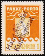 1937. PAKKE PORTO. 1 Kr. Yellow. Andreasen & Lachmann Litho. Perf. 11. Handelsstedet Ku... (Michel: 14) - JF175235 - Pacchi Postali