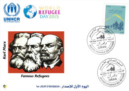 Algeria N° 1715  FDC World Refugee Day Réfugiés Weltflüchtlingstag Karl Marx ONU UNHCR UNO - Karl Marx