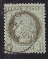 France N°50 - 1c Vert-olive - Oblitéré - TB - 1871-1875 Ceres