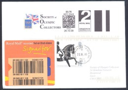 UK Olympic Games London 2012 Registered Cover; Equestrian Paralympic Stamp; FIpo Smart Stamp Meter - Summer 2012: London