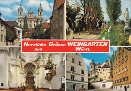 22782- WEINGARTEN- THE CATHEDRAL, PARADE, STATUE, SQUARE, CAR - Bad Urach