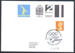 UK Olympic Games London 2012 Cover Gymnastics 2nd Class Smart Stamp Pictogram Uprated To 1st Class; Olympex Cachet - Verano 2012: Londres