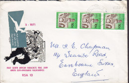 South Africa PER LUGPOS Air Mail Par Avion Label Slogan CAPSTAD 1974 Cover Brief England Parachute Mail Jump Cachet - Poste Aérienne