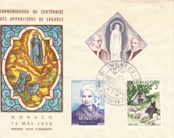 Monaco-Enveloppe Premier Jour Des Timbres492- 493-494 -15/05/1958- - Cartas & Documentos