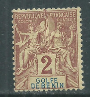 Bénin N° 21 X  Type Groupe : 2 C. Lilas-brun Sur Paille,  Trace De  Charnière Sinon TB - Unused Stamps