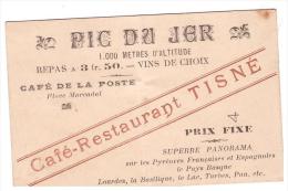 Carte Commerciale (pliée Par Le Milieu)  Du Café Restaurant TISNE Au Pic Du Ger (Pyrénées)  (PPP199) - Sport En Toerisme