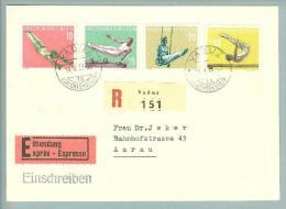 Liechtenstein 1957-05-14 Express-R-FDC Sportserie - Lettres & Documents