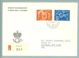 Liechtenstein 1960-04-07 R-FDC Zu#336,338 Nach New York - Lettres & Documents