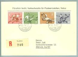 Liechtenstein 1954-05-18 R-FDC Sportserie - Cartas & Documentos
