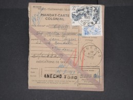 FRANCE-TOGO-Mandat Carte De Anecho Pour Bordeaux En 1949 Pas Fréquent à Voir Lot P7092 - Cartas & Documentos