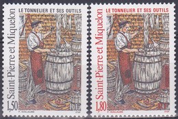 Série De 2 Timbres-poste Neufs** - Le Tonnelier Et Ses Outils - N° 612-613 (Yvert) - Saint-Pierre Et Miquelon 1995 - Unused Stamps