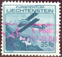 Liechtenstein Flug 1930 35Rp. Zu#F4 Mi#111 Abart Rasterfehler Ob.li. Strich N>5 - Air Post