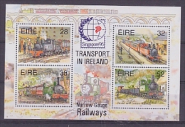 Ireland 1995 Transport In Ireland / Locomotives Ovptd Singapore M/s  ** Mnh (22610) - Blocks & Kleinbögen