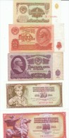 Lot Of 5 Russia #222 1 Ruble, #233 10 Rubles, #234b 25 Rubles & Yugoslavia #82c 10 Dinara, #90c 100 Dinara - Vrac - Billets