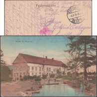 Allemagne 1915. Carte En Franchise Militaire. Moulin De Saint-Souplet-sur-Py, Moulin à Eau. Soldat Lavant Son Vélo - Moulins