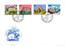 LIECHTENSTEIN. N°934-7 De 1990 Sur Enveloppe 1er Jour. Montagnes. - Berge