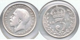 R.U. INGLATERRA JORGE V 3 PENCE 1918 PLATA SILVER. F1 - Autres & Non Classés