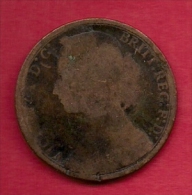 UK, 1879,  Fine Used Coin, 1 Penny, Victoria, Bronze,  KM 790, C2801 - D. 1 Penny