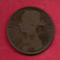 UK, 1881,  Fine Used Coin, 1 Penny, Victoria, Bronze,  KM 790, C2805 - D. 1 Penny