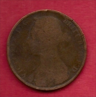 UK, 1889,  Fine Used Coin, 1 Penny, Victoria, Bronze,  KM 790, C2810 - D. 1 Penny