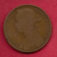 UK, 1889,  Fine Used Coin, 1 Penny, Younger Victoria, Bronze,  KM 790, C2811 - D. 1 Penny