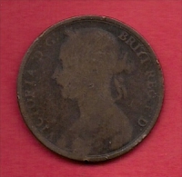 UK, 1891,  Fine Used Coin, 1 Penny, Victoria, Bronze,  KM 790, C2816 - D. 1 Penny