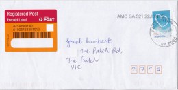 Australia 2015 Love Is In The Air 70c Self-adhesive On Domestic Registered Envelope - Storia Postale