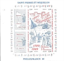 St Pierre Et Miquelon  - 1989  - Bicentenaire De La Révolution Française - Bloc 3 / N° 503 à 507   - Neufs ** - MNH - Unused Stamps