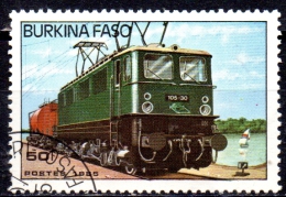 BURKINA FASO 1985 Trains -  50f -  Electric Locomotive No. 105-30 And Tank Wagon  FU - Burkina Faso (1984-...)