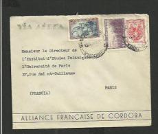 Enveloppe Argentine VIA AEREA Pour La France "ALLIANCE FRANCAISE DE CORDOBA" - Covers & Documents