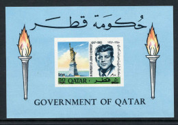 1966 QATAR Memory Of President John F. Kennedy Souvenir Sheets Imperf Overprint New Value MNH - Qatar