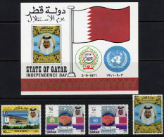 1971 QATAR Independence Day Complete Set 4 Values+ Souvenir Sheets MNH     (Or Best Offer) - Qatar