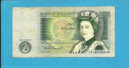 GREAT BRITAIN - 1 POUND - ND ( 1981 - 84 ) - P 377 B - Sign. D. H. F. Somerset - BANK OF ENGLAND - 2 Scans - 1 Pound