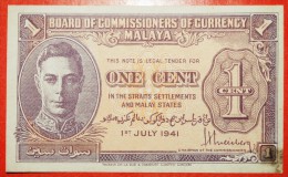 * WAR ISSUE (1939-1945): MALAYA ★ 1 CENT 1941 (1945)! CRISP! GEORGE VI (1937-1952) LOW START ★ NO RESERVE - Malasia