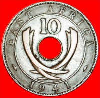 *INDIA CURVED TUSKS & HOLE:EAST AFRICA 10 CENTS 1941I! WAR TIME (1939-1945) LOW START NO RESERVE! GEORGE VI (1937-1952) - Britse Kolonie