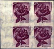 ROSE FLOWERS-ERROR-IMPERF BLOCK  & COLOR VARIETY NORMAL BLOCK-INDIA-SCARCE-MNH- E7-82 - Varietà & Curiosità