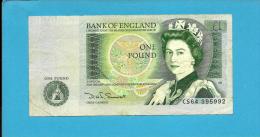 GREAT BRITAIN - 1 POUND - ND ( 1981 - 84 ) - P 377 B - Sign. D. H. F. Somerset - BANK OF ENGLAND - 2 Scans - 1 Pond