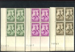 - SARRE 1947/56 . TIMBRES DE 1956 . BLOCS DE 4 BORD DE FEUILLES . NEUFS SANS CHARNIERE . NUMEROS . - Neufs