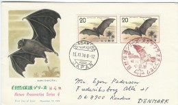 Japan - Bats On Cover Sent To Denmark 1974.  H-452 - Fledermäuse