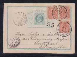 Brazil Brasil 1888 Uprated Stationery Card SAO PAULO To STUTTGART Germany Via French Paquebot - Briefe U. Dokumente