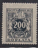 Poland Postage Due 1923 200 M, Mi 47, Mint Never Hinged - Impuestos