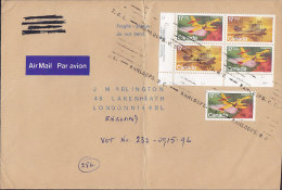 Canada AIR MAIL Par Avion Label KAMLOOPS (B.C.) 1979 Cover Lettre LONDON England Aeroplane Aviation Corner 4-Block - Luftpost