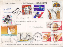 Brazil Via Aerea Registrada Registered Label 1980 Cover Letra England Olympic Games BRAPEX & Ship From Blocks !! - Covers & Documents