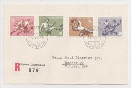 Liechtenstein, 1954, Soccer Players, Registered Letter, FDC, Mauren, 18-5-54 - Lettres & Documents