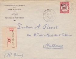 MONACO  LETTRE RECOMMANDEE  CACHET D'ARRIVEE - Briefe U. Dokumente