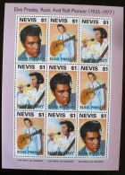 NEVIS Elvis Presley Rock And Roll Pioneer 1935-1977. Feuillet 9 Valeurs   ** MNH. - Elvis Presley