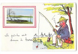 AUREILHAN (40) Carte Illustrée Souvenir La Peche Est Bonne - Autres & Non Classés