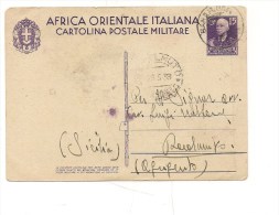 1222) 1938 COLONIE AOI INTERO POSTALE ANNULLO BAHAR DAR - Italian Eastern Africa