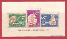 Bloc Bicentenaire De La Découverte De Tahiti - Blocks & Sheetlets